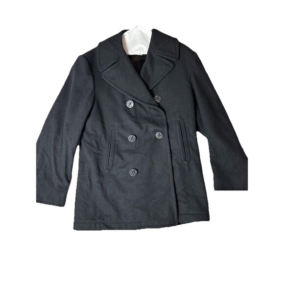 US NAVY PEACOAT Overcoat 8405-01-154-5785 Anchor Pattern Buttons Size 38 S - Picture 1 of 9